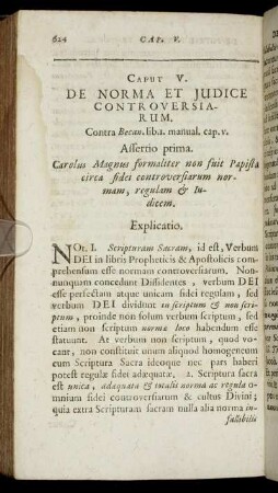 Caput V. De Norma Et Judice Controversiarum.