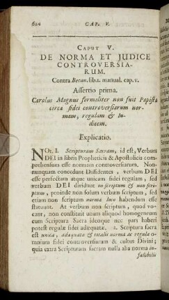 Caput V. De Norma Et Judice Controversiarum.
