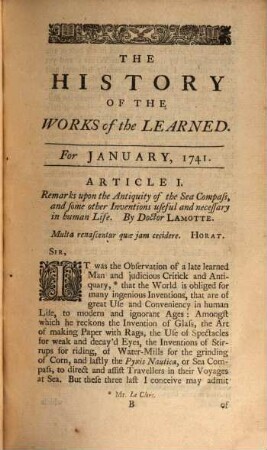 The history of the works of the learned. 1741,1