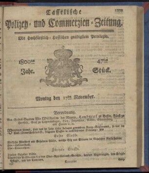 47tes Stueck, Montag den 17ten November 1800