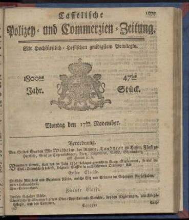 47tes Stueck, Montag den 17ten November 1800