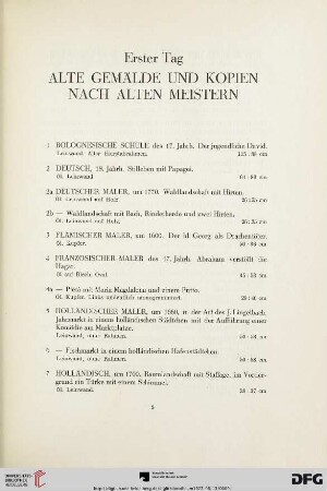 Alte Gemälde und Kopien nach alten Meistern (Nr. 1-22)
