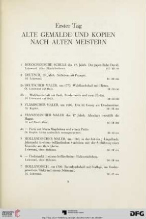 Alte Gemälde und Kopien nach alten Meistern (Nr. 1-22)