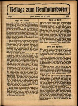Zweite Ausgabe vom Sonntag, den 16. April 1905.