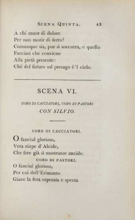 Scena VI. Coro di Cacciatori, Coro di Pastori con Silvio