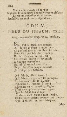 Ode V. Tire'e Du Pseaume CXLIII.