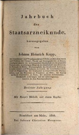 Jahrbuch der Staatsarzneikunde. 3. 1810