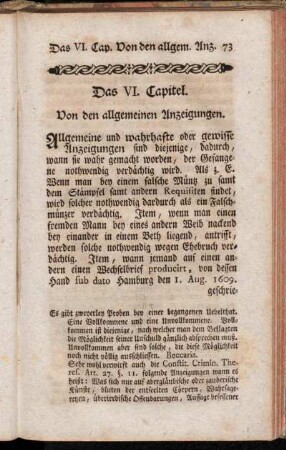 Das VI. Capitel. Von den allgemeinen Anzeigungen.