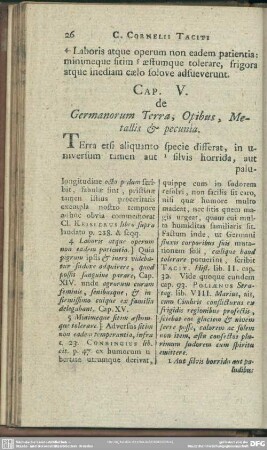 Cap. V. de Germanorum Terra, Opibus, Metallis & pecunia