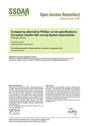 Comparing alternative Phillips curve specifications: European results with survey-based expectations