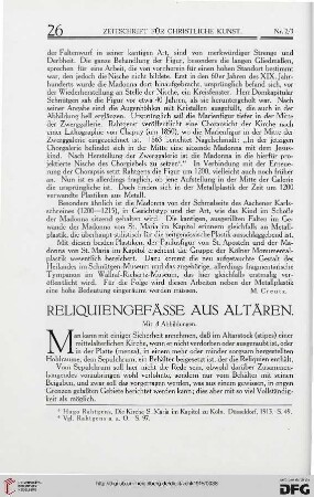 Reliquiengefässe aus Altären