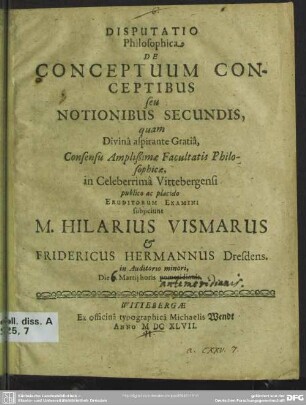 Disputatio philosophica de conceptuum conceptibus seu Notionibus secundis