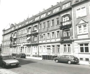 Dresden-Trachau, Wöhlerstraße 12/10. Doppelwohnhaus. Um 1910. Straßenansicht