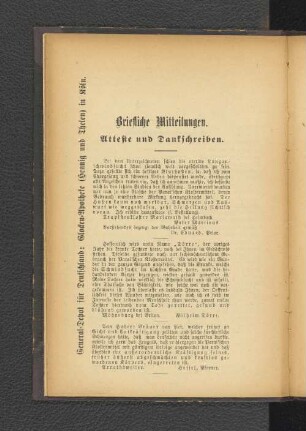 Briefliche Mitteilungen .