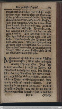 Das XII. Caitel. Von den Einwohnern auf Mindanao und dem Policey-Wesen dieser Insul