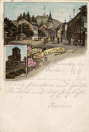 Postkartenalbum mit Motiven von Durlach. "Gruss aus Durlach. Thurmberg"