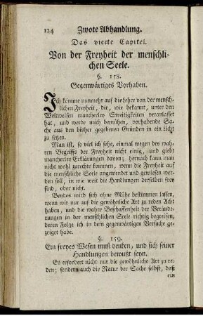 Das vierte Capitel. Von der Freyheit der menschlichen Seele.