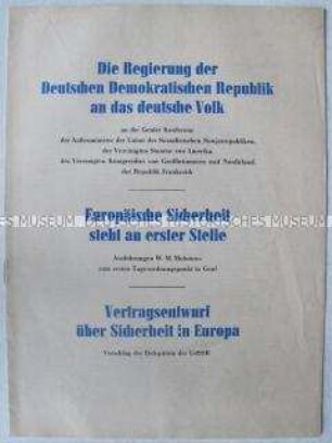 Sonderdruck mit Dokumenten und Stellungnahmen zur Genfer Außenministerkonferenz 1955