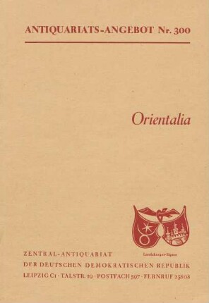 Nr. 300: Orientalia