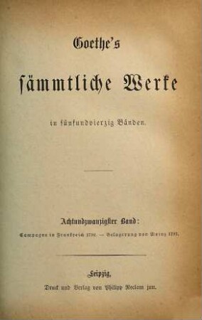 Goethe's sämmtliche Werke : in fünfundvierzig Bänden, 28