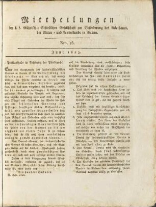 Mittheilungen. Nro. 25. Juni 1823.