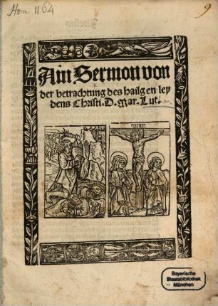 Ain Sermon von der betrachtung des hailgen leydens Christi