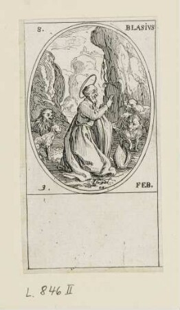 Feburar - Heiliger Balsius, Blatt 10 der Folge "Les images de tous les saincts et saintes de l'année"