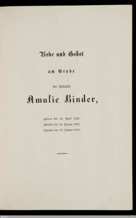 Leichenpredigt Amalie Binder