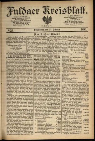 Erste Ausgabe vom Donnerstag, den 27. Februar 1896.