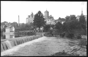 Zschopau. Blick übers Wehr zum Schloss Wildeck
