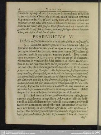 Praeiudicium VI. Lutheri Reformationem credenda saltem respexisse