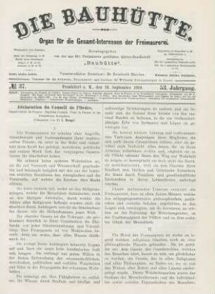 No. 37. Frankfurt a. M., den 10. September 1910. 53. Jahrgang.