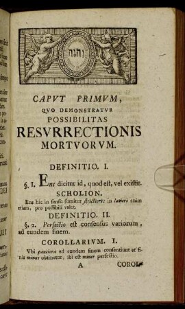 Caput primum, quo demonstratur possibilitas resurrectionis mortuorum.