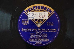 Querschnitt durch die Oper: La Traviata; erster Teil / (Giuseppe Verdi. Deutscher Text von Natalie von Grünhof)