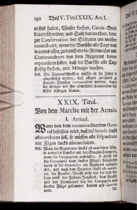 XXIX. Titul. Von dem Marche mit der Armée.