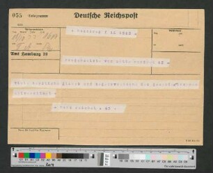 Telegramm an Werner von Melle