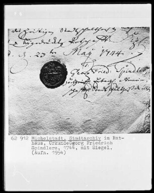 Urkunde Georg Friedrich Spindlers