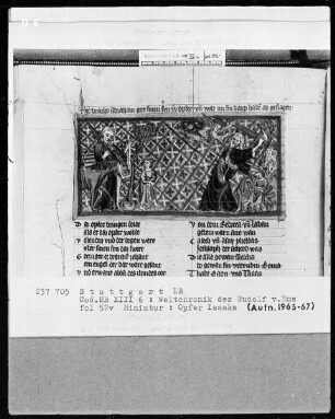 Weltchronik - Bruder Philipp — ---, Folio 1recto-256recto---, Folio 1recto-256rectoOpferung Isaaks, Folio 52verso