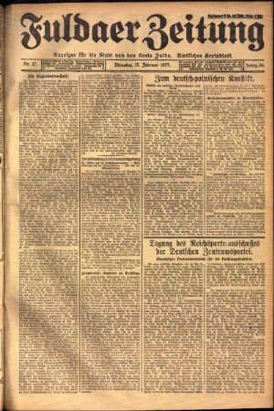 Ausgabe vom Dienstag, den 15. Februar 1927.