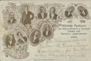 Offizielle Postkarte vom Gesangs-Wettstreit in Darmstadt Pfingsten 1902
