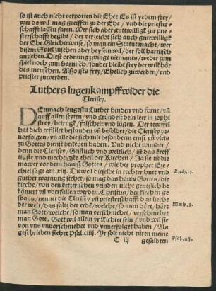 Luthers lugenkampff wider die Clerisey.