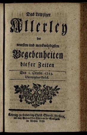 Den 2. Octobr. 1753. Viertzigstes Stück.