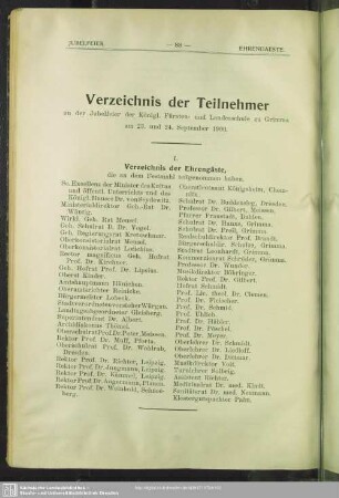 Verzeichnis der Teilnehmer