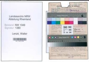 Entnazifizierung Walter Lenze , geb. 05.12.1907 (Studienreferendar)