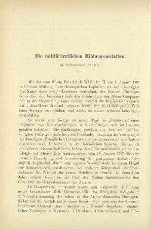 Die militärärztlichen Bildungsanstalten