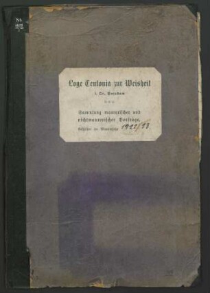 1922/23: Sammlung maurerischer und nichtmaurerischer Vorträge
