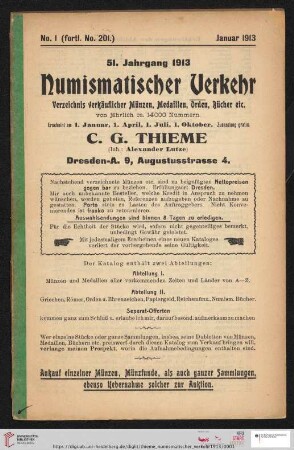Numismatischer Verkehr: Verzeichnis verkäuflicher Münzen, Medaillen, Orden, Bücher etc.: Nr. 201-204