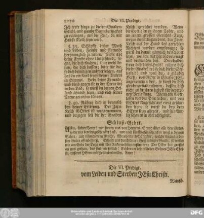 Die VI. Predigt, vom Leiden und Sterben Jesu Christi.