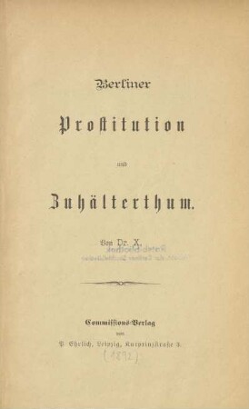 Berliner Prostitution und Zuhälterthum