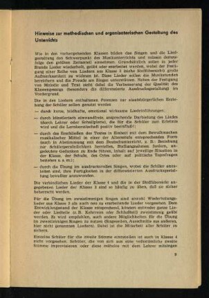 Hinweise zur methodischen und organisatorischen Gestaltung des Unterrichts